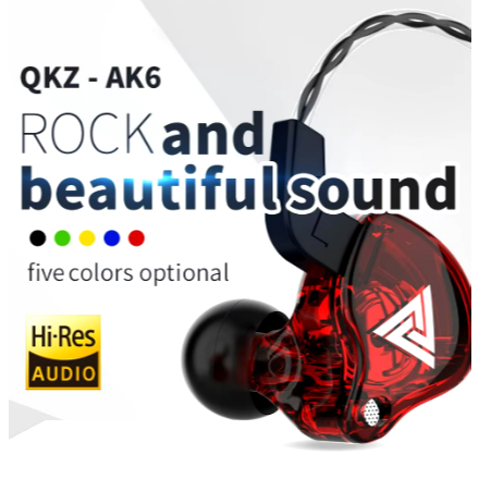 Fone c/ fio profissional, QKZ-AK6, In Ear Sport, c/ microfone, subwoofer, estéreo. P2