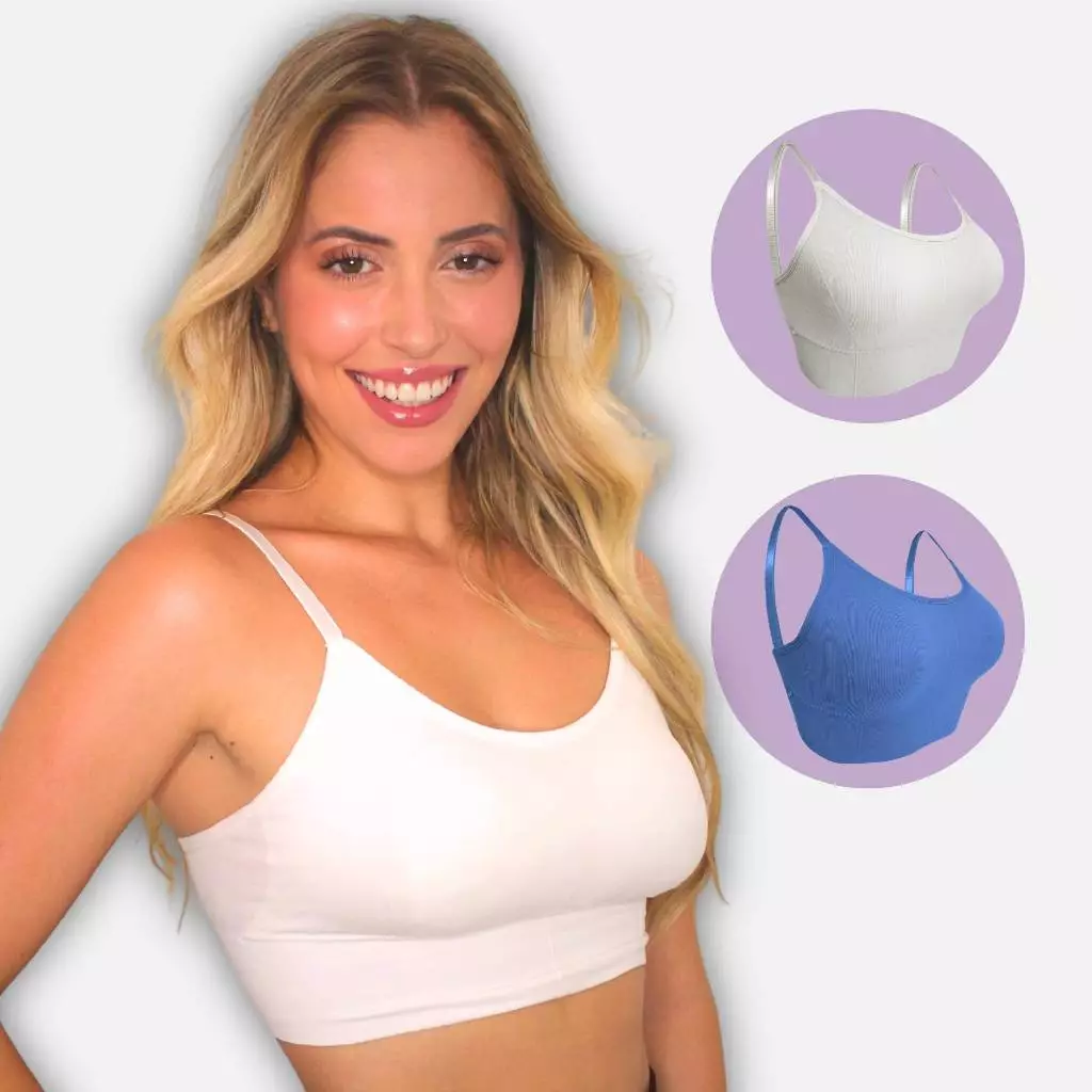 KIT 2 Sutiã Top Alça Fina Com Bojo Academia Blue Rose Sea Surf — imagem 1