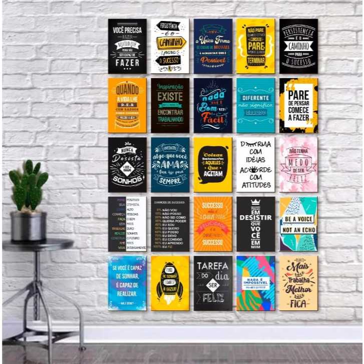 Kit 20 Quadros Decorativos Frases Motivacionais