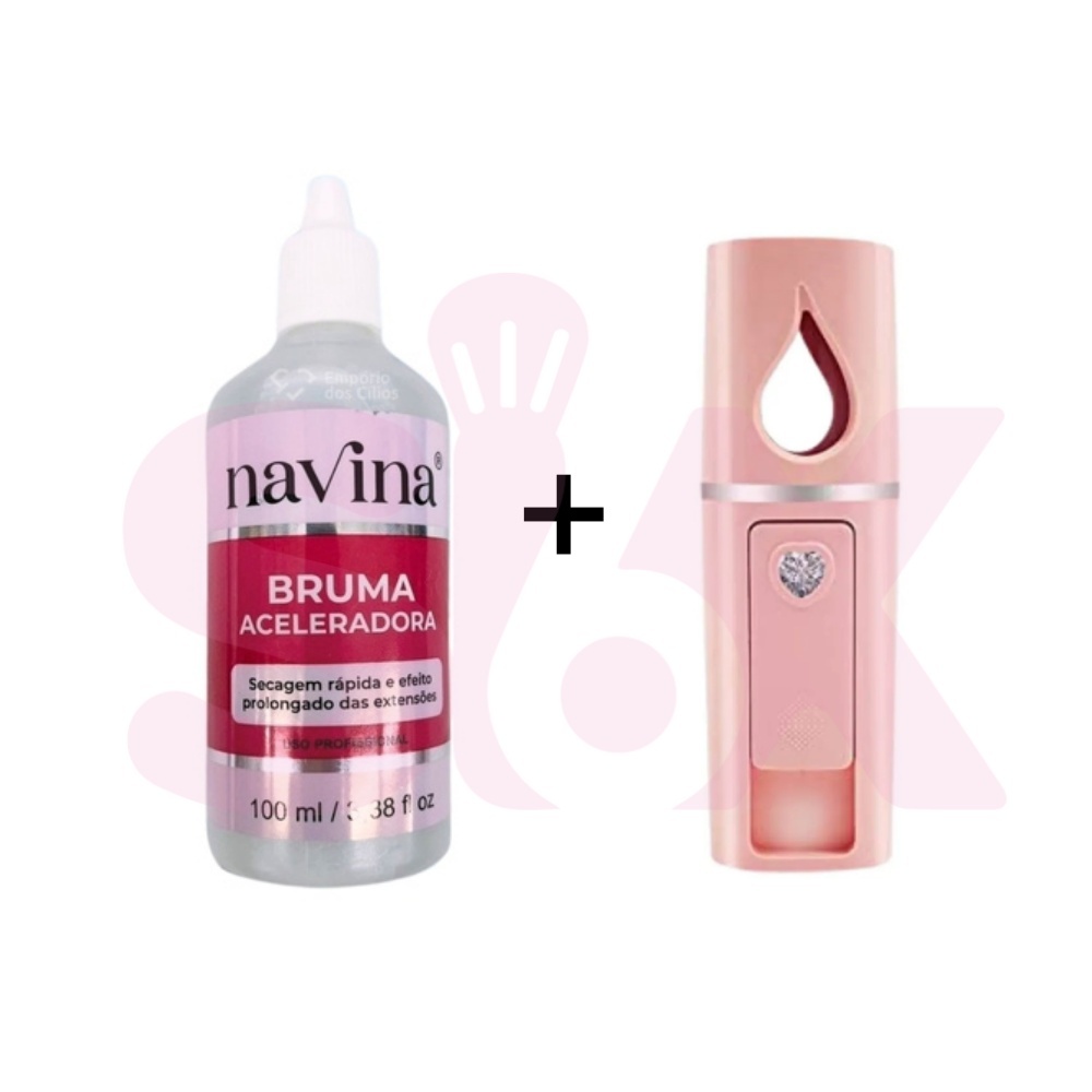 Nano Mister Vaporizador Alongamento + Bruma Navina 100ml Acelerador Para Extensão de Cílios