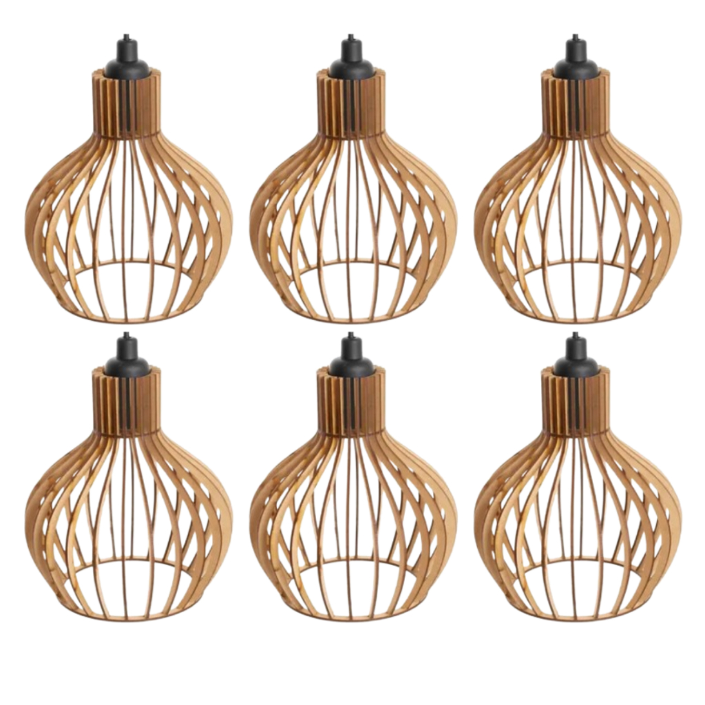 Kit 06 Lustres Pendente De Teto Area De Churrasco Rustico Cor Cru - 6ppc/sf em Oferta na Shopee