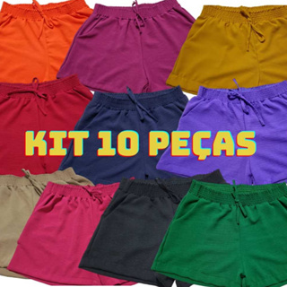 KIT 10 SHORTS Duna Feminino 🔥OFERTA🔥 com Bolso Verão Leve Atlético Cores Variadas em Oferta na Shopee