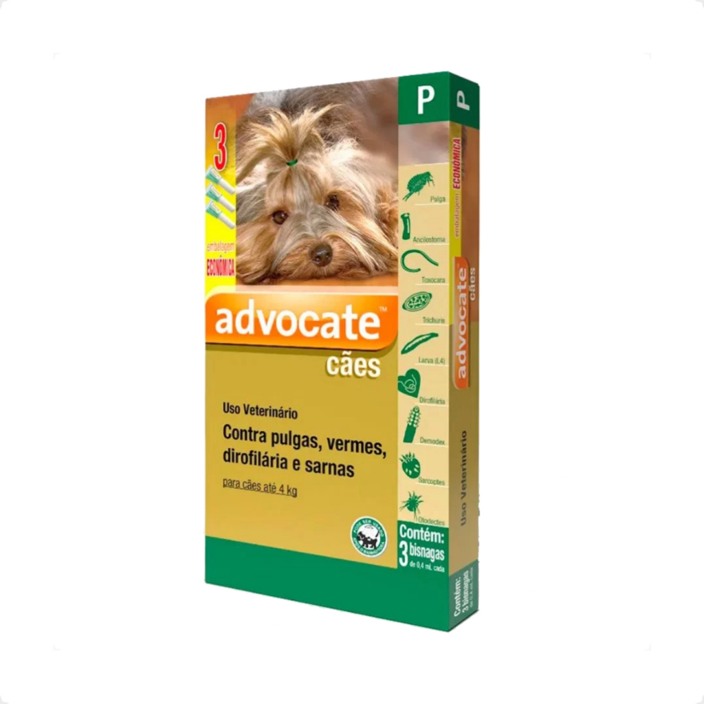 Advocate Elanco 0,4 mL para Cães de até 4 Kg - 3 Bisnagas em Oferta na Shopee