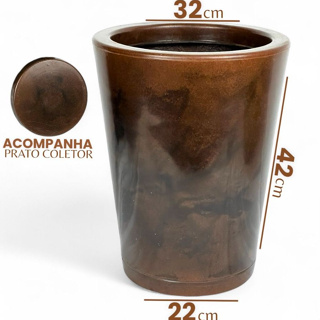 Vaso Decorativo Para Plantas Natural Flor Polido Marmorizado Coluna Polietileno Medio Com Prato Coletor em Oferta na Shopee