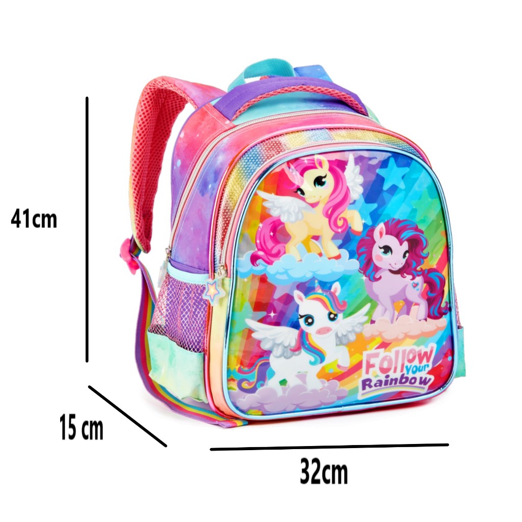 mochila escolar feminina denlex unicornio passeio bagagem organizador de material em Oferta na Shopee
