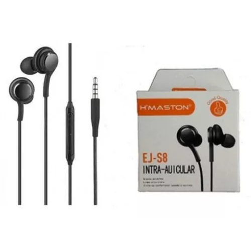 H'maston Fone De Ouvido EJ-S8 P2 Com Microfone Preto 1,2   metros