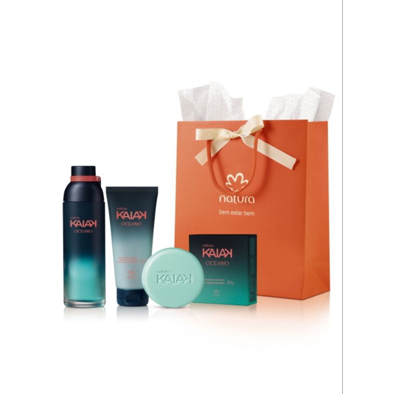 Presente Kaiak Oceano Feminino Colônia +Sabonete Barra 90g +Loção Corporal 100ml - Natura