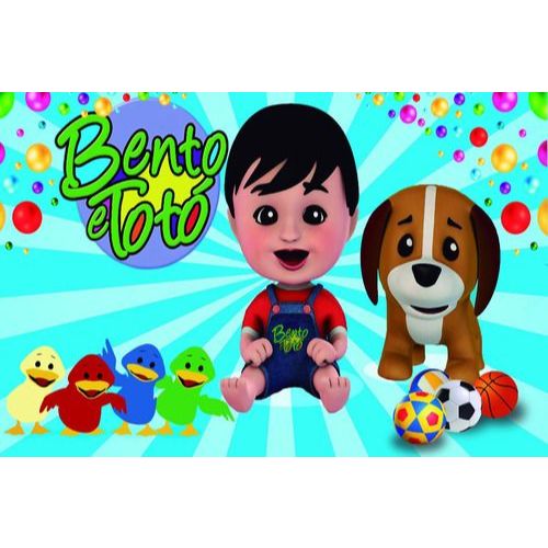 Painel de Festa em Lona 2x2m Personalizado em Lona Fosca - Tema Bento e toto em Oferta na Shopee