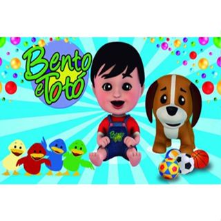 Painel de Festa em Lona 2x2m Personalizado em Lona Fosca - Tema Bento e toto em Oferta na Shopee