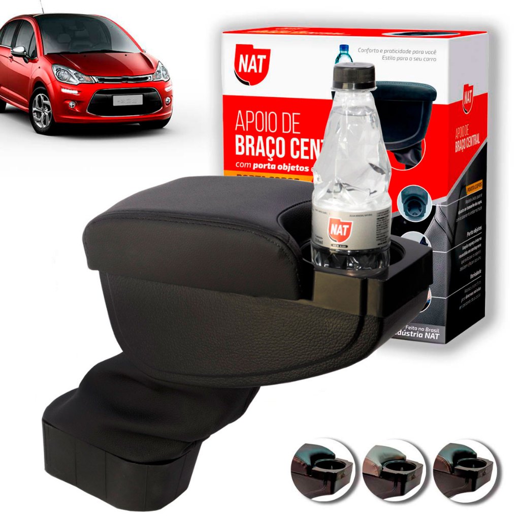 Apoio de Braço C3 2013 Até 2020 C/ Porta Copo em Oferta na Shopee