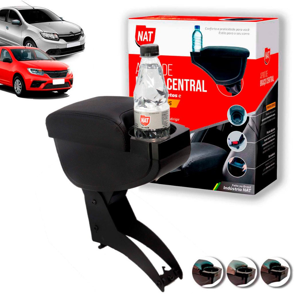Apoio de Braço Logan E Sandero Ano 2007 Até 2023 C/ Porta Copo em Oferta na Shopee