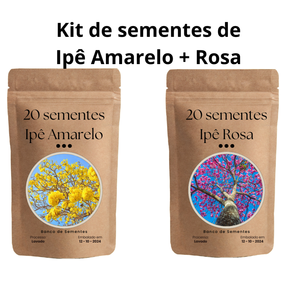 Kit sementes de Ipê Amarelo + Ipê Rosa