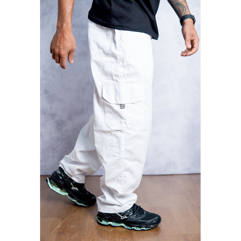 Calça Cargo Dazz Ling Sarja Jeans Preta e Branca Originais