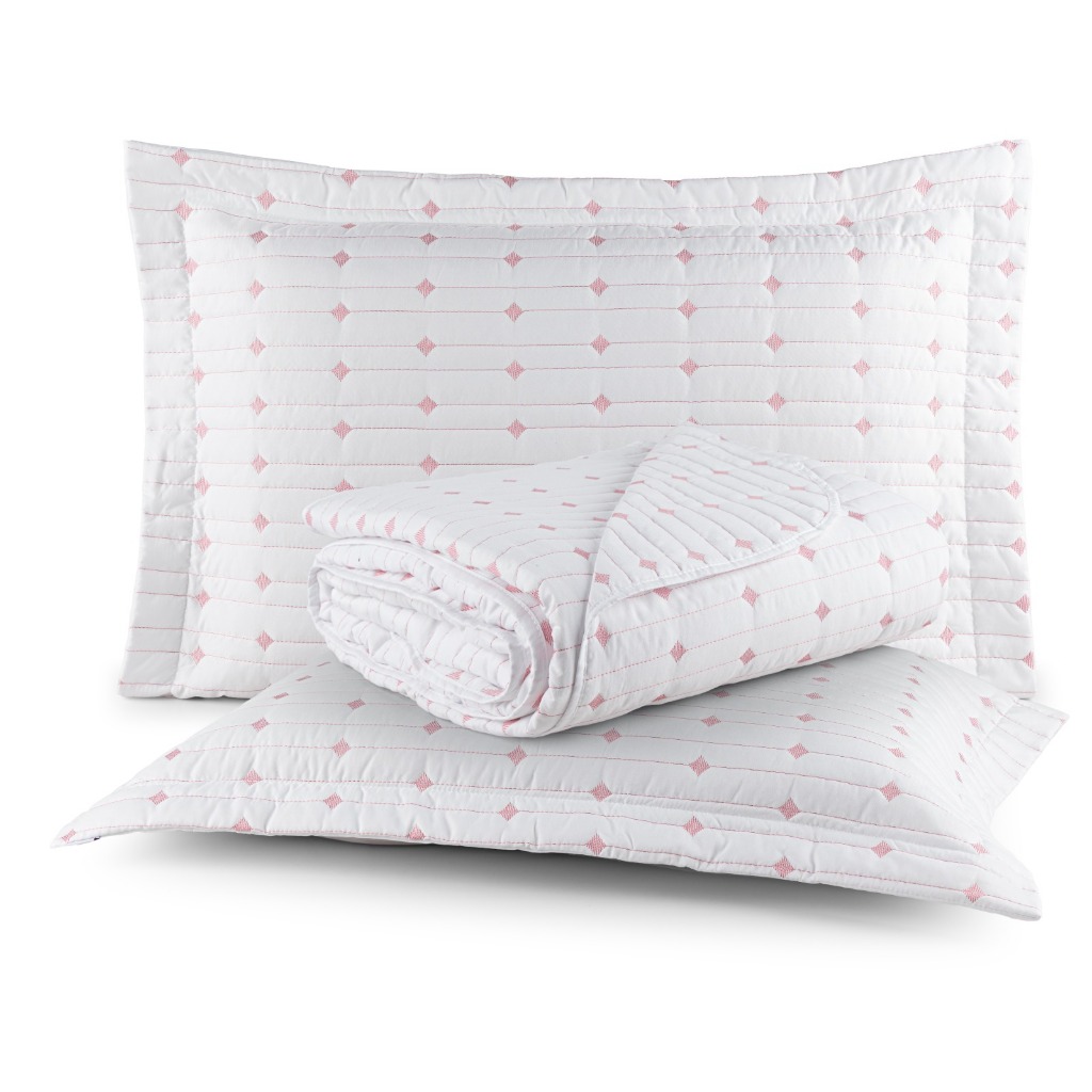 Cobre Leito King 200 fios Dupla Face Bordado Luxo Decor 3 Peças