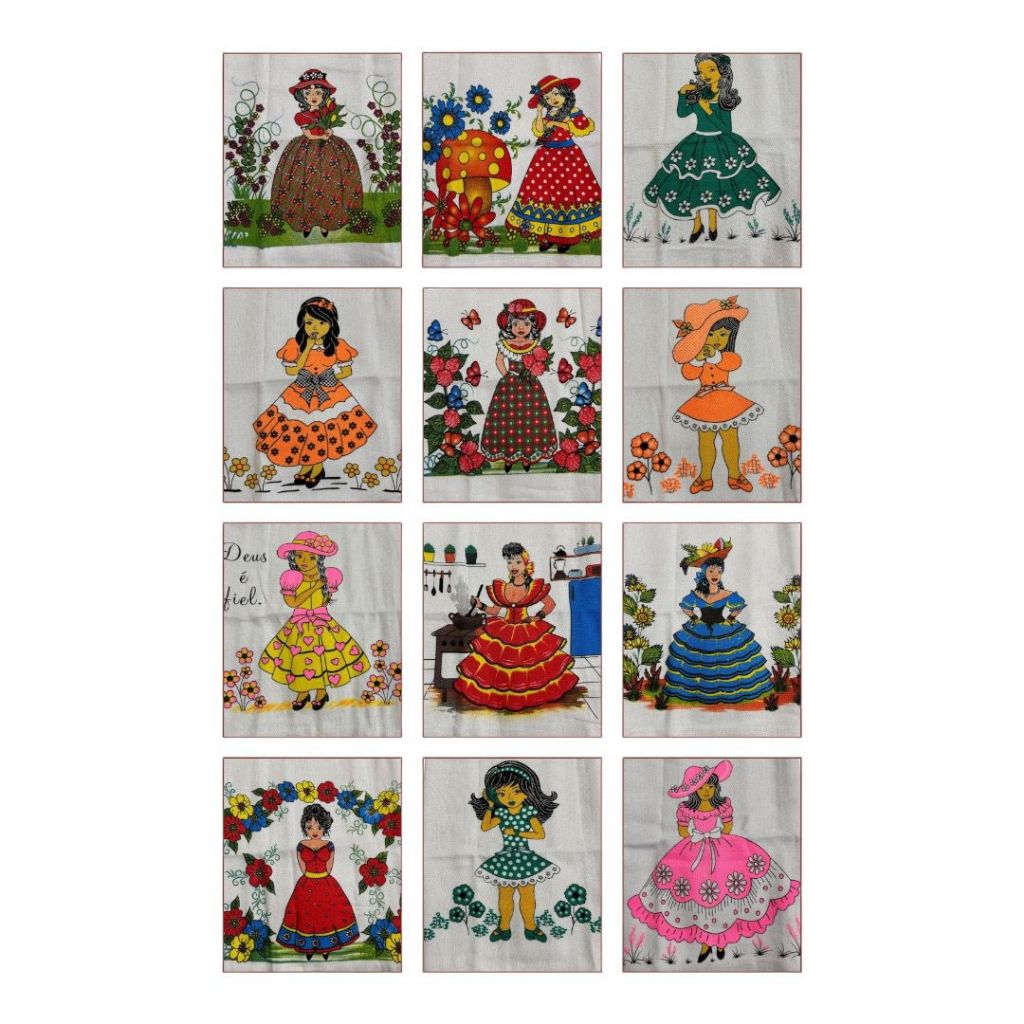 Pano de prato Nossa Senhora Aparecida (12 unidades) 45x75 cm