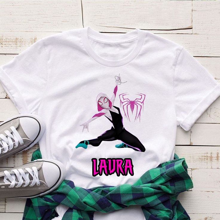CAMISETA UNISSEX OU BABY LOOK OU PLUS SIZE ARANHA FANTASMA PERSONALIZADA COM NOME R0026 em Oferta na Shopee