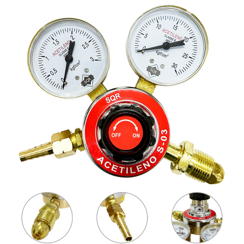 Regulador De Acetileno Para Cilindro Com 2 Manômetros em Oferta na Shopee