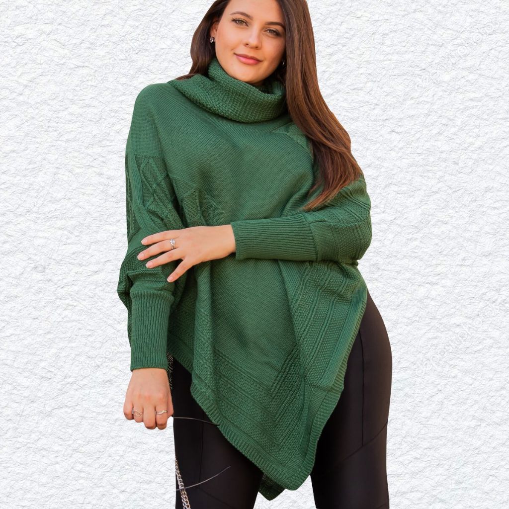 Poncho Casaco Blusa de Tricô Feminino Super Estiloso