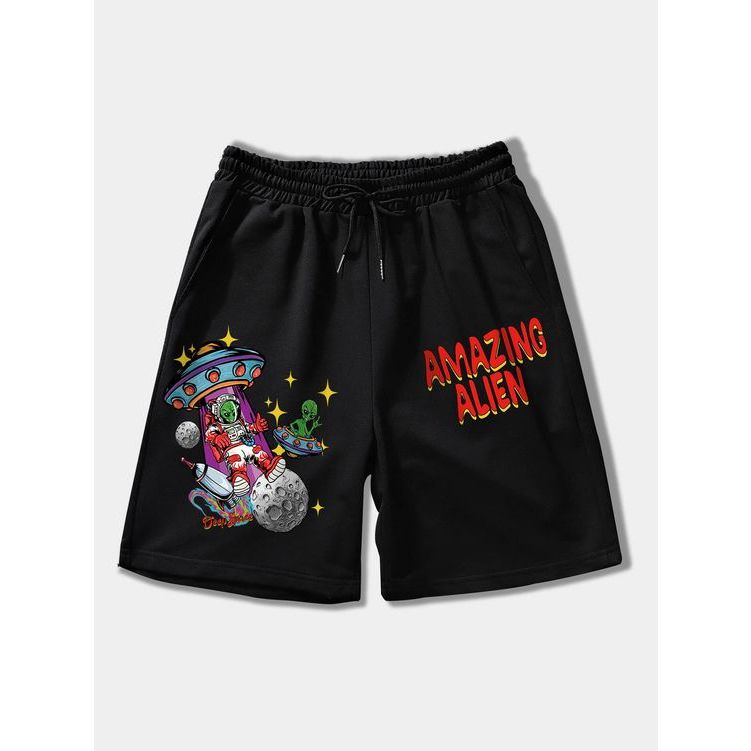 Bermuda Moletom Alien Moda Flanelado Shortinhos Flanelados Tecido Premium
