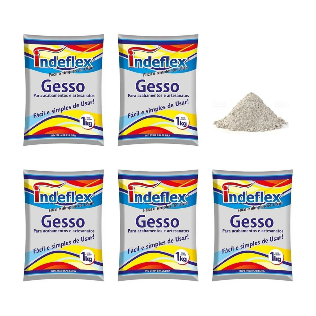 Gesso Em Pó Secagem Rápida 5kg Branco - Indeflex em Oferta na Shopee
