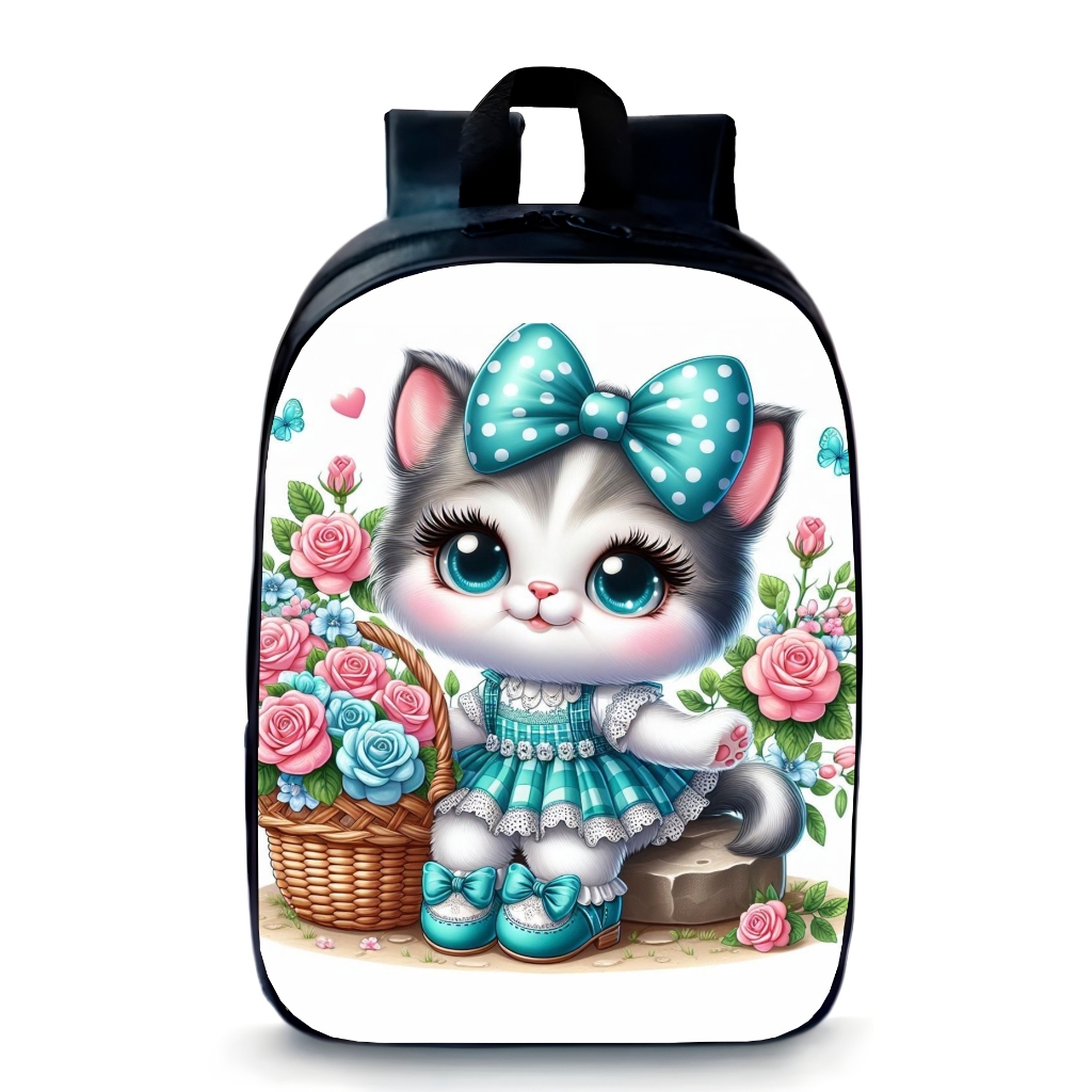 Mochila Pequena Pré-escolar Estampas gatinhos desenho lançamento
