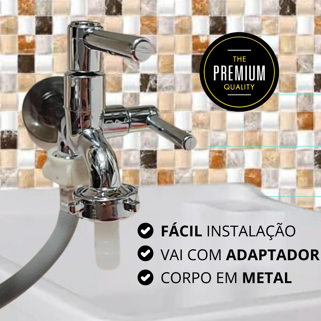 Torneira para Maquina De Lavar De Metal 2 Saidas 1/4 Volta Metal Atual Metais