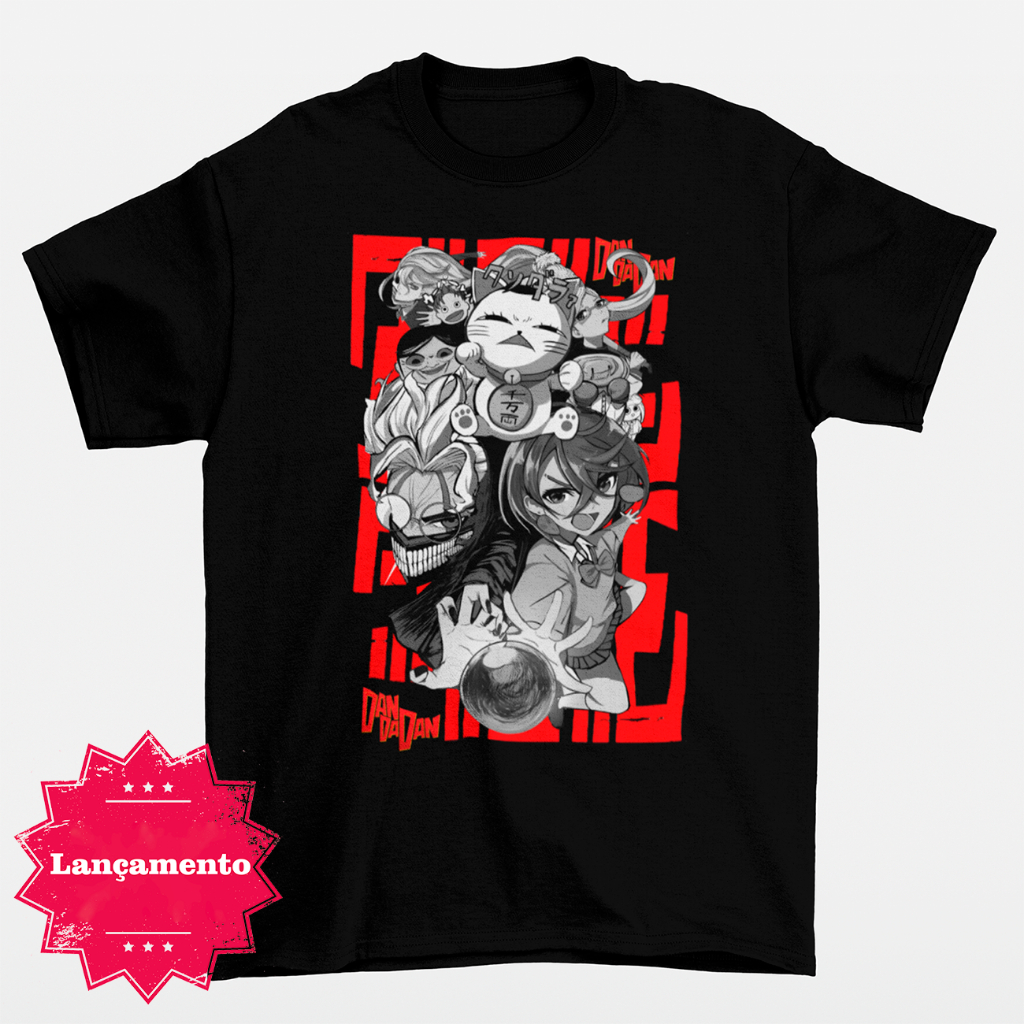 Camiseta Dandadan Anime Otaku Mangá Geek Camisa Preta Unissex Masculina Feminina Algodão DTF