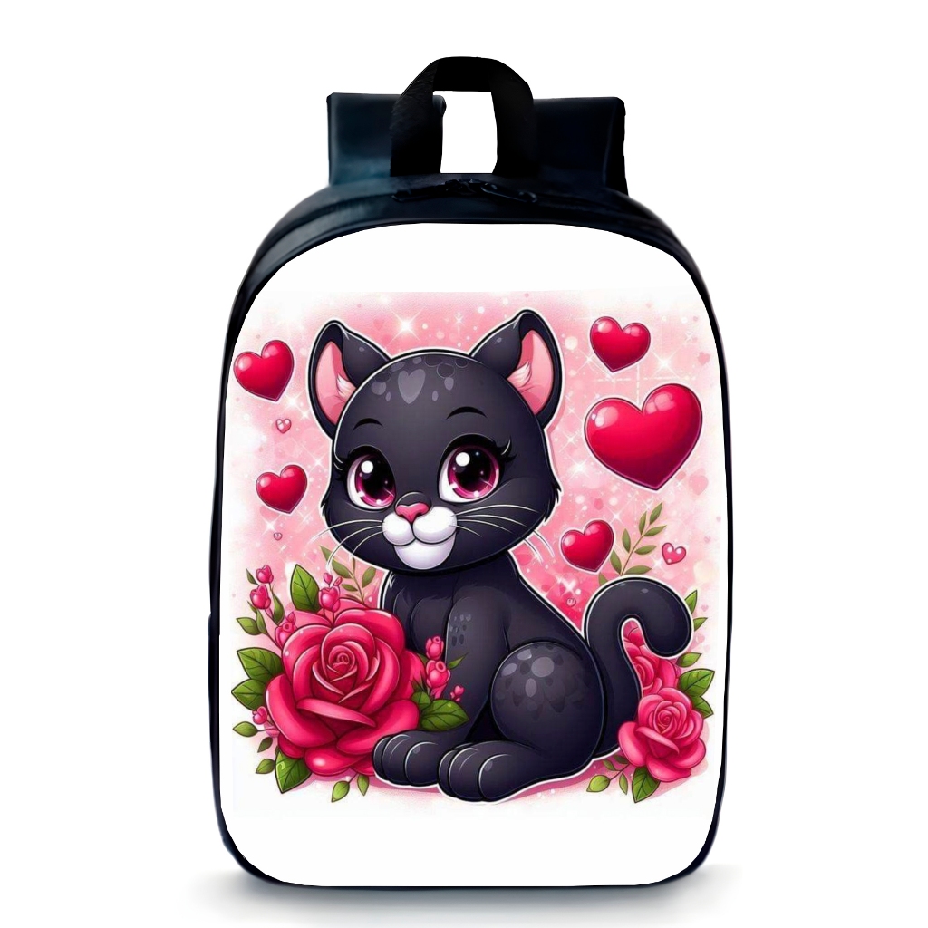 Mochila Pequena Pré-escolar moda infantil bolsa creche prézinho estampas gatinhos coloridos
