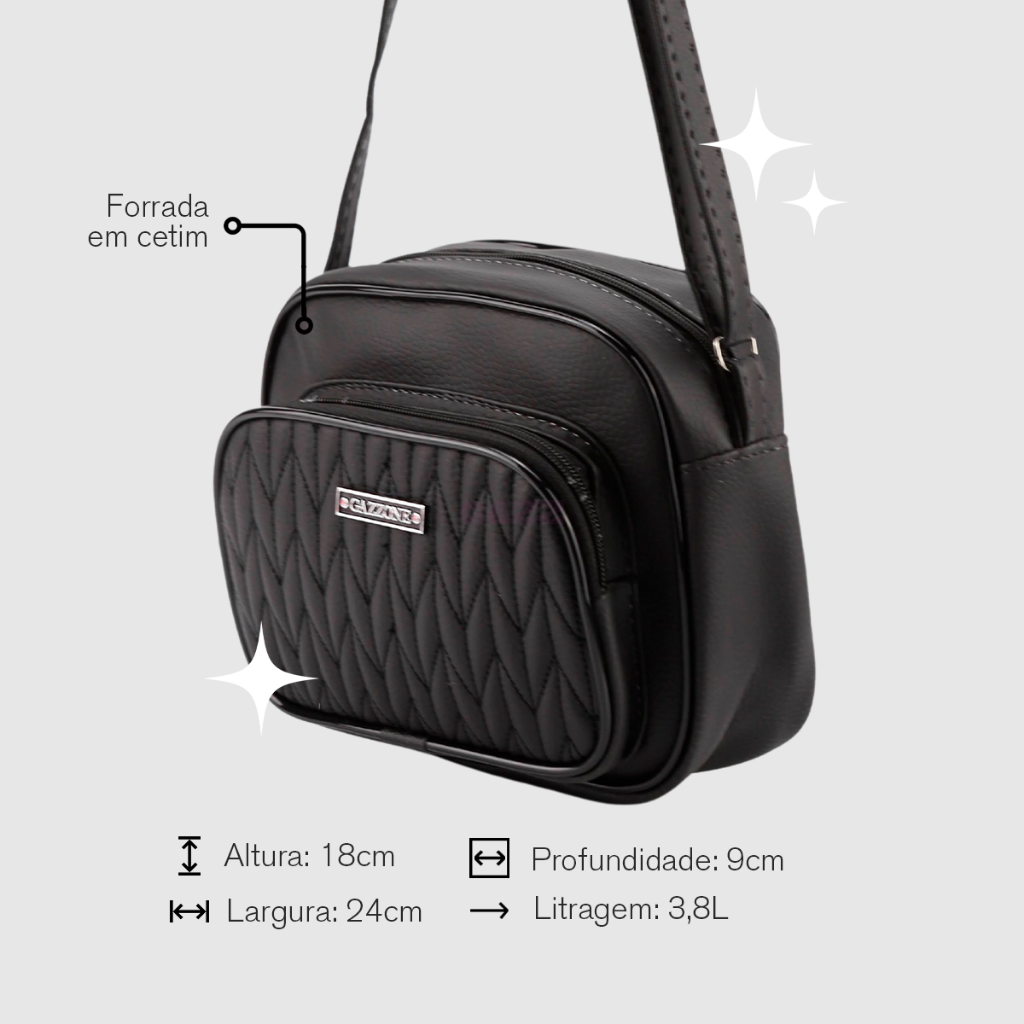 Bolsa Ombro Lateral Feminina Pequena De Lado Com Divisoria Para Chave Carteira Celular