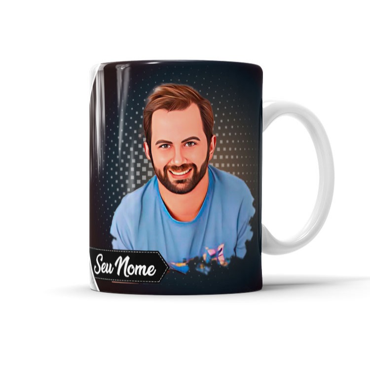 Caneca Profissão Barbeiro Barbearia Com Caricatura Nome Envio Rápido Profissão - 325ml