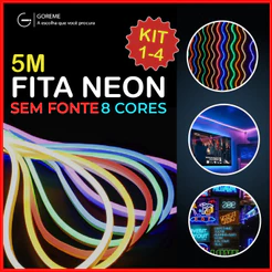 Fita de LED Mangueira Neon 5 Metros 60W Flexível Sem Fonte 12V | 8 Cores