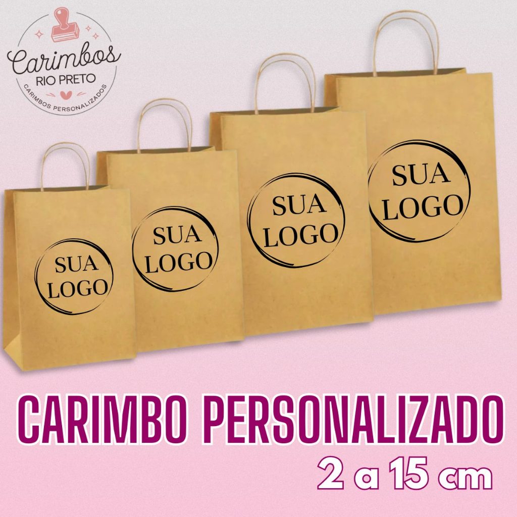 Carimbo Personalizado para Sacola Kraft / Tags / Tecido / Plástico Com a Sua Logo - de 2cm a 15cm