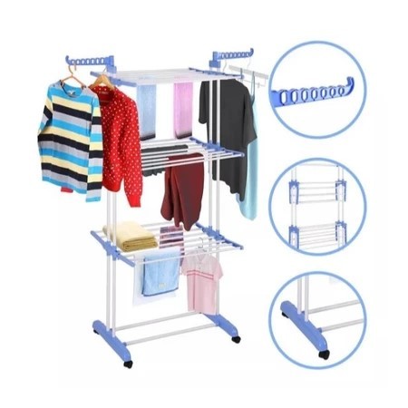 Varal De Chão Roupa Calcinha Prateleiras 3 Andares Dobrável Portátil