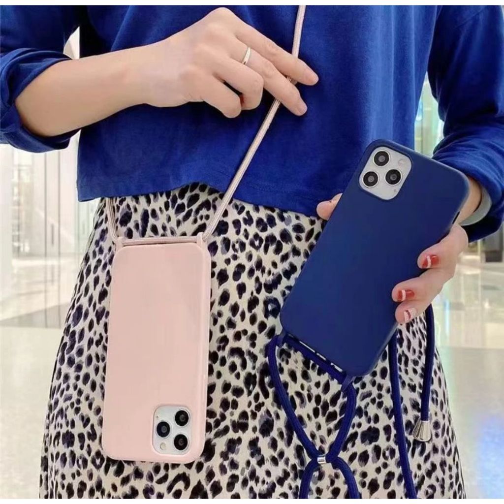 Capa Case Luxo De Silicone Com Alça/Cordão Transversal Cobertura De Silicone Líquido Adequada Para IPhone varios modelos