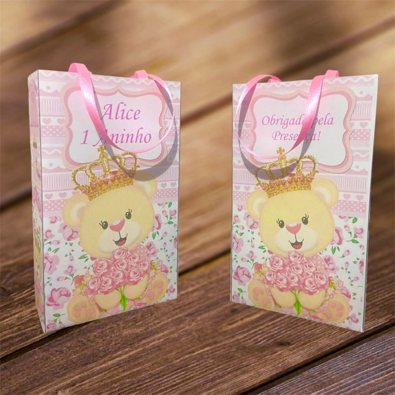 Sacolinha personalizada Ursinha princesa 15 unidades