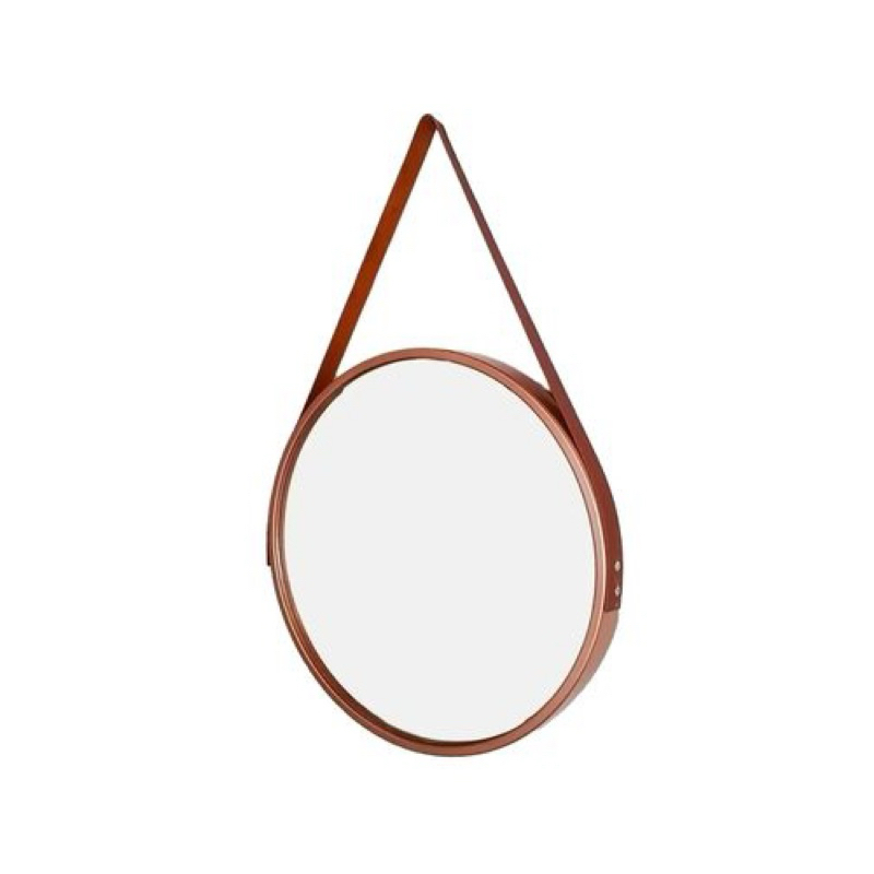 Espelho Adnet Redondo com Alça Rosé Útil Bazar 33cm UB6128