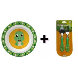 Kit Tigela + Talheres Colher E Garfo Infantil Bebe Criança Pote Alimentação Menino em Oferta na Shopee