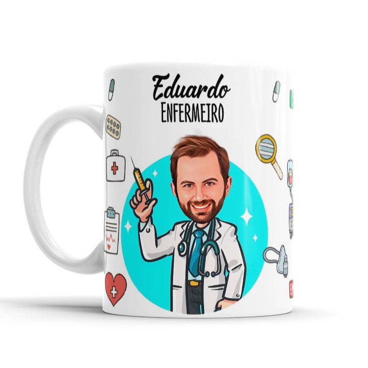 Caneca Avatar Caricatura Personalizada De Profissão - Enfermagem Enfermeiro - 325ml em Oferta na Shopee