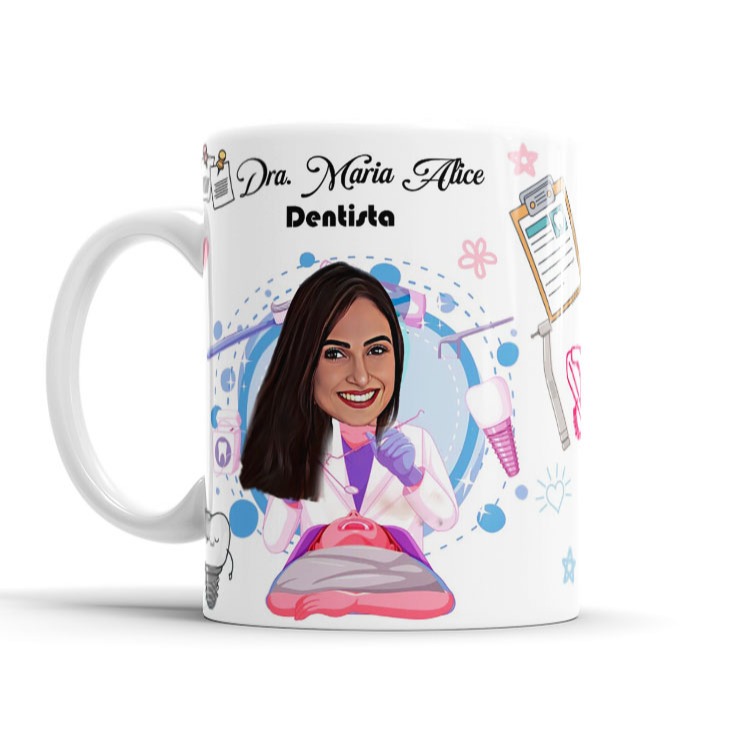 Caneca Avatar Caricatura Personalizada De Profissão - Dentista - 325ml
