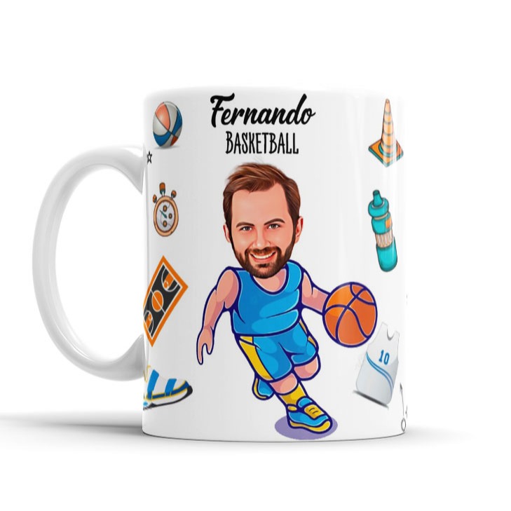 Caneca Avatar Caricatura Personalizada De Esportes - Basquete Baskteball - 325ml