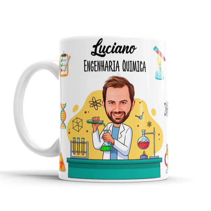 Caneca Avatar Caricatura Personalizada De Profissão - Engenharia Química - 325ml