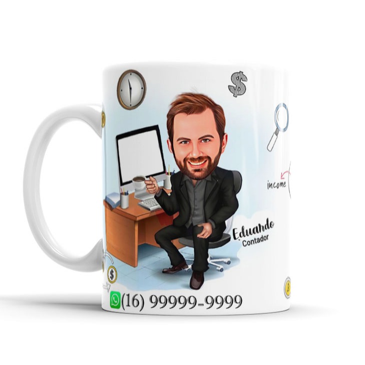 Caneca Avatar Caricatura Personalizada De Profissão - Contador - 325ml