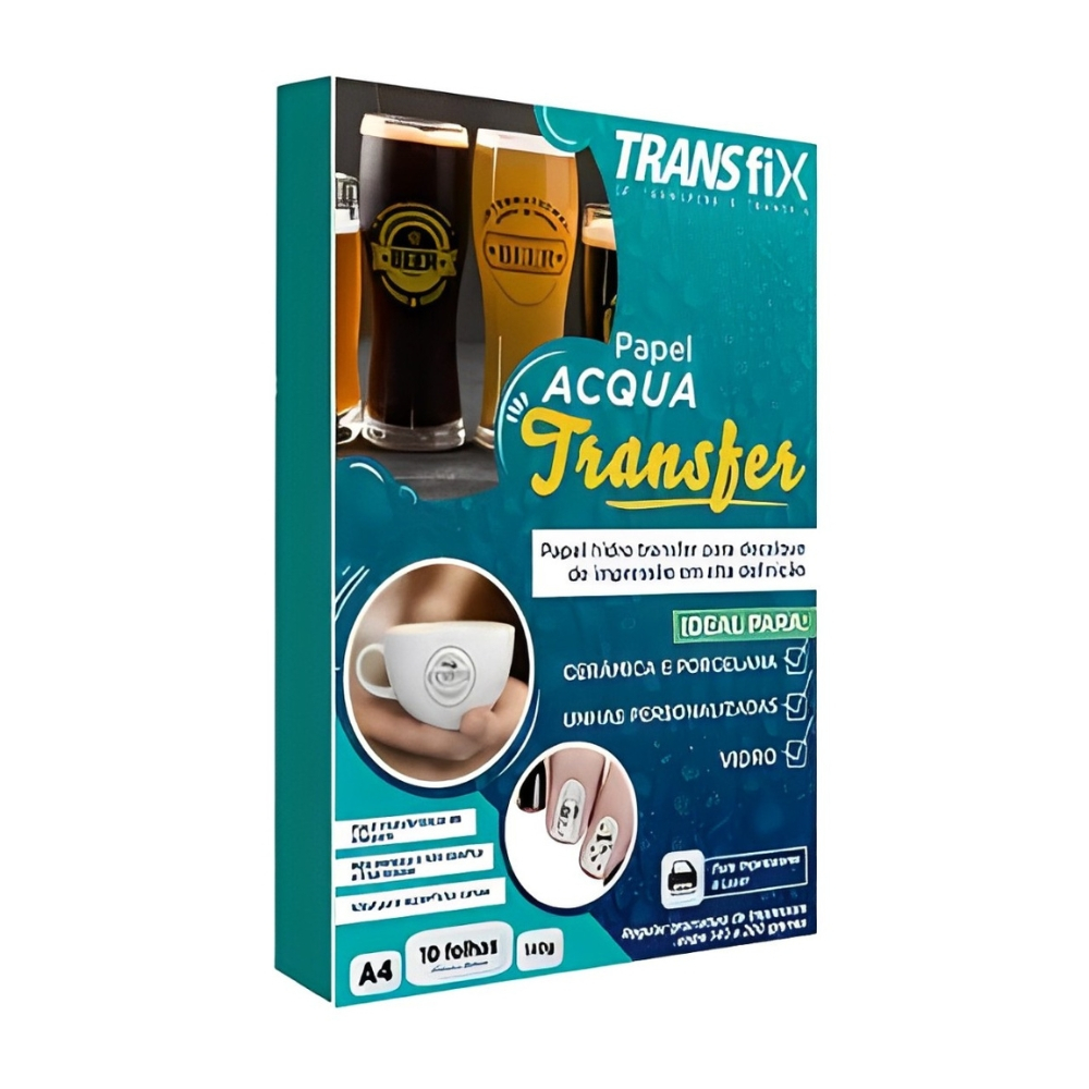 Papel Transfer Para Cerâmica Porcelana Vidro e Unha Postiça Acqua Transfer 10 Folhas - Transfix
