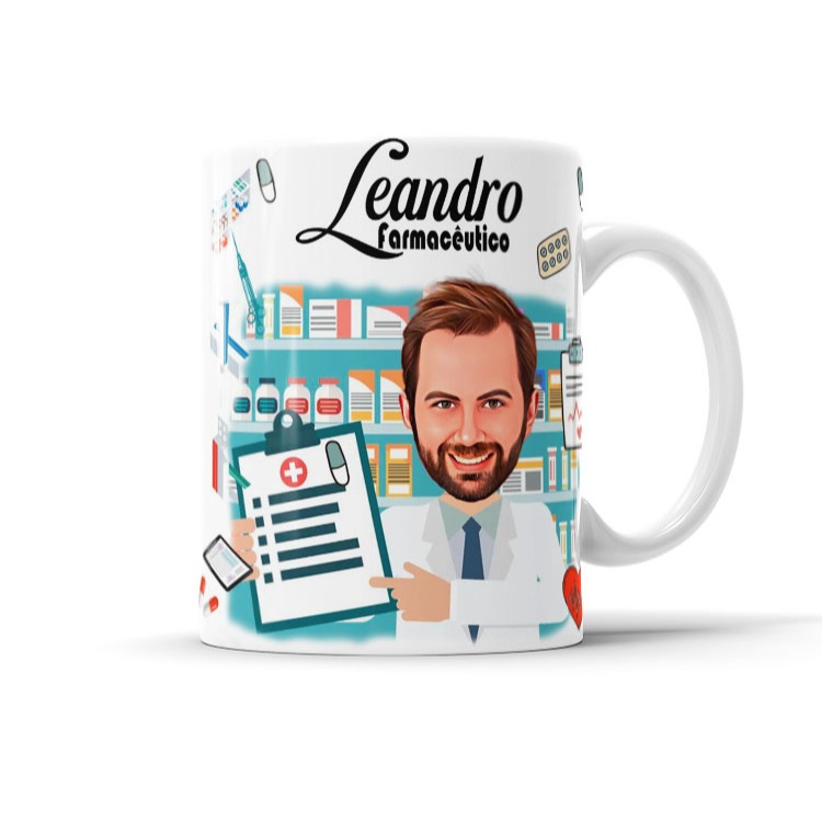 Caneca Avatar Caricatura Personalizada De Profissão - Farmacêutico - 325ml