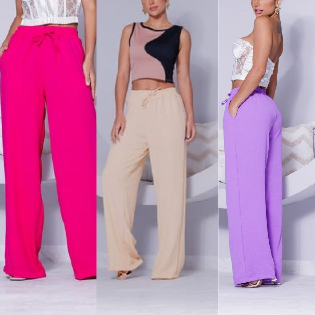 Calça Pantalona com Forro e Bolso tecido Duna