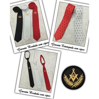 Gravata Maçonica bordada Jacquard em Oferta na Shopee
