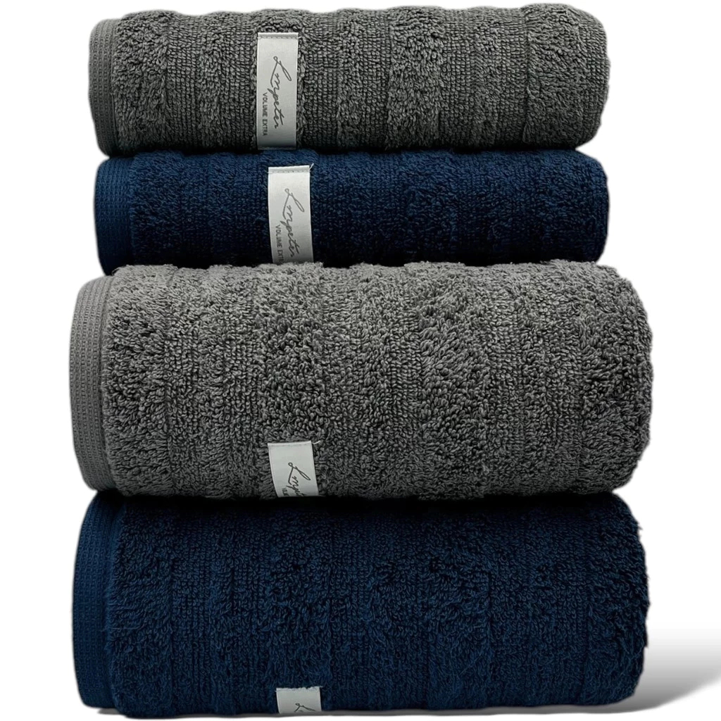 Jogo de 4 Toalhas de Banho e Rosto Super Grossa Macia 100% Algodão Gramatura 600g Volume Extra
