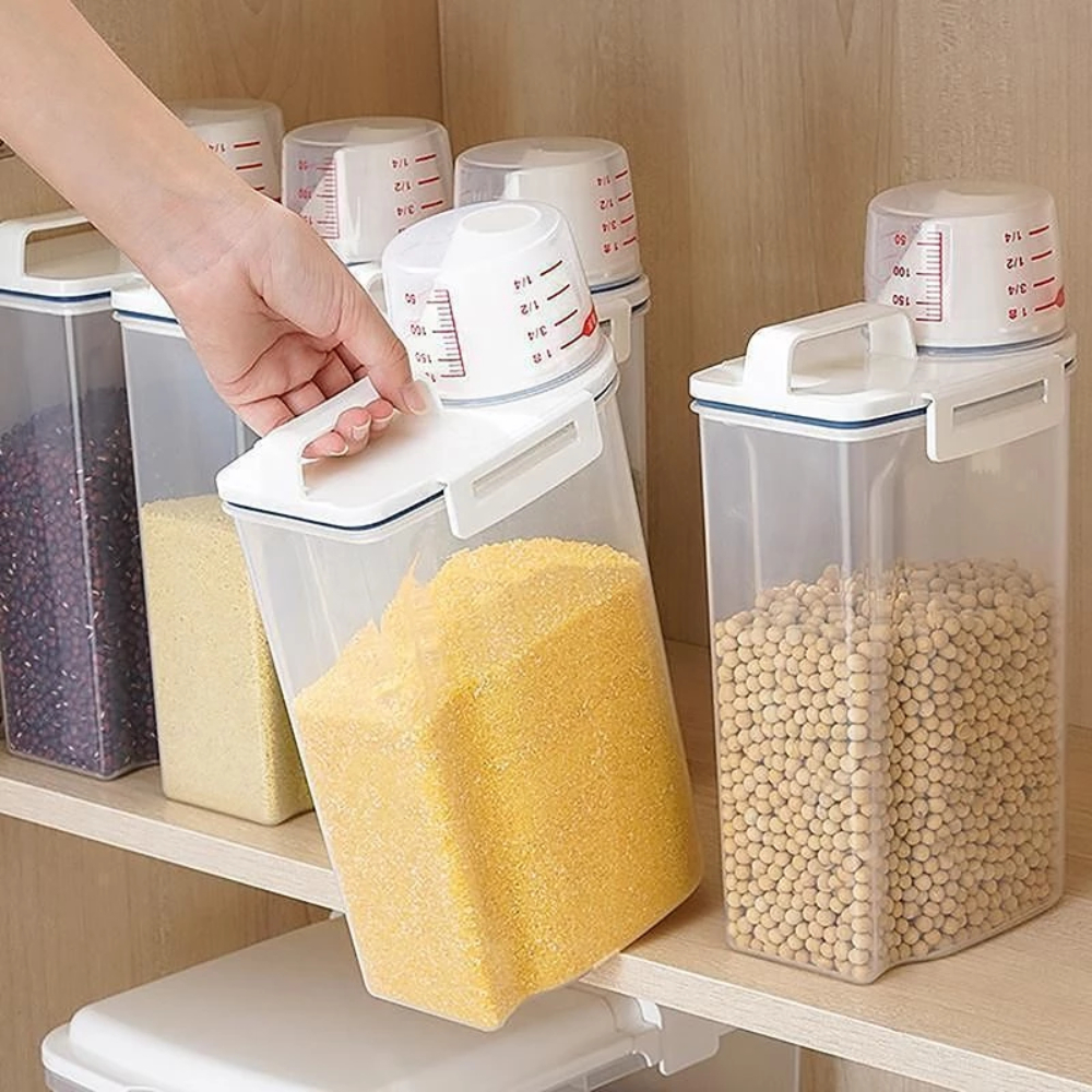 Pote Hermético 2L Com Medidor Organizador De Alimentos Mantimentos Arroz