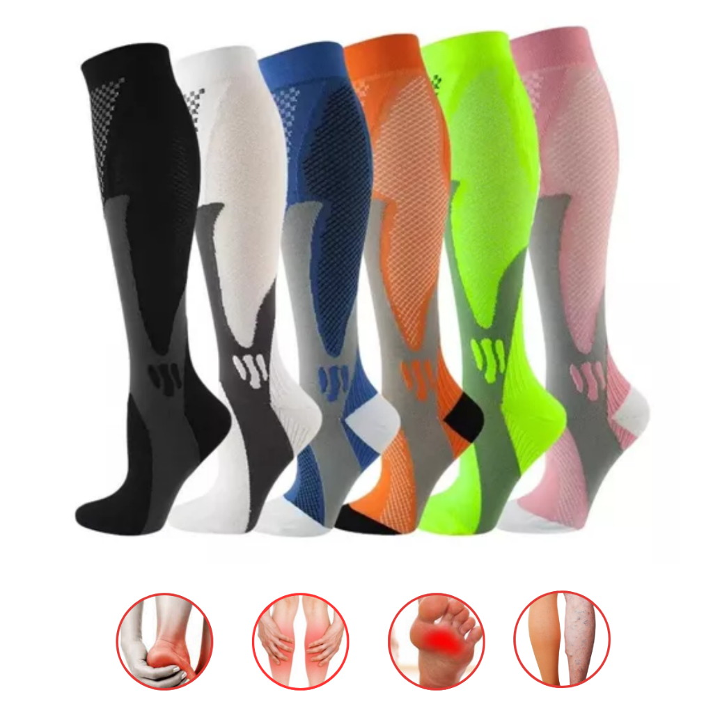 Meia De Compressão Esportiva Cano Alto 3/4 Corrida Ciclismo Crossfit Caminhada Academia do 36 ao 43