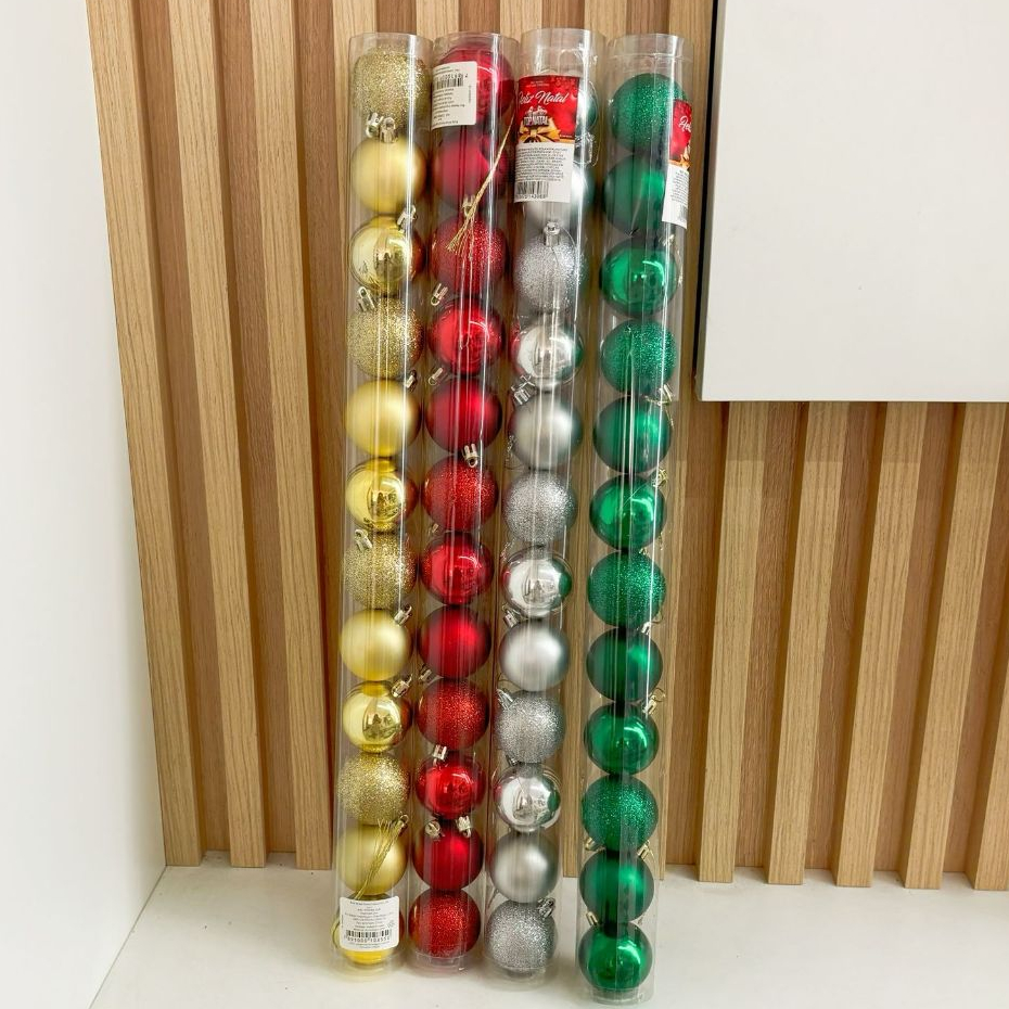 kit com12/10/8/6 bolas de natal Lisa Fosca  tamanho 2/5/6/7/8/10cm decoração enfeite para árvore de natal